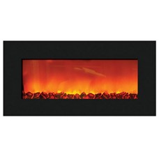 Sierra Flame Slim Wall Mount Electric Fireplace with 36" x 18" Black Glass Surround - B017C63Z9W